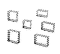 6Pcs Stainless Steel Biscuit Mould, Wave Rectangle/Square Cookie Cutter, Fondant Cake Decoration Baking Mould