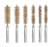 6pcs Stainless Steel Bore Brush Set Durable Wire Cleaning Brush Washing Polishing Tools with 1/4-inch Hex Shank Handle for Power Drill Impact Drive Die Grinders(Yellow)