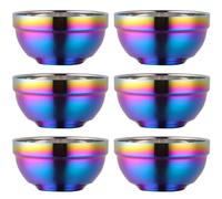 6Pcs Stainless Steel Bowls for Kids, Double-Layer Insulation & Dishwasher Safe & Unbreakable Rice Bowl for Adults and Children, Cereal Bowl