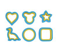 , 6PCS Stainless Steel Bread Press, Non Slip PP Grip Cartoon Shape for Pancake Rice Cheese Fruits, Heart Star Dinosaur Bear Round Shapes