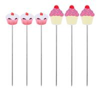 6PCS Stainless Steel Cake Tester Baking Skewer Reusable Cake Testing Needle Stick Colorful Kitchen Endurance Tester Skewer with Plastic Handles for Baking Doneness(White, Pink)