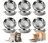 6Pcs Stainless Steel Cat Bowls, Multifunctional Stackable Pet Feeding Dishes, Whisker-Friendly Kitten Puppy Bowls for Small Dogs Rabbits and Guinea Pigs, Indoor Outdoor Cat Food & Water Bowls