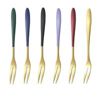 6Pcs Stainless Steel Dessert Forks - Colorful Cake & Pastry Forks for Home, Wedding, Party, Café, Restaurant & Christmas
