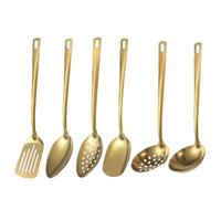 6pcs Stainless Steel Dinnerware Set Home Creative Korean Cutlery Golden Spoon Korean-Style Hot Pot Cutlery Set Kitchenware Set
