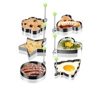 6PCS Stainless Steel Egg Rings Egg Pancake Mould Fried Egg Cooking Rings Ideal for Fried Eggs, Cookies & Baking