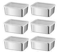 6PCS Stainless Steel Food Containers with Lids, 600ml Pizza Dough Proofing Box, Stackable Reusable Dough Proofing Box for Lunch Meal Prep Leftovers Fruits..