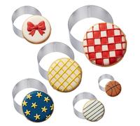 6PCS Stainless Steel Round Cookie Cutter Set, 1.5 2 2.5 3 3.5 4 Inch Circle Cookie Cutter Set, Geometric Baking Supplies for Cookies, Donuts, Biscuits, Pastry, Fondant Molds
