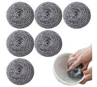 6pcs Stainless Steel Scourers, Tough Steel Metal Scourers, Rust Resistant Spiral Metal Scourer, Powerful and Effective Clean Scrubbing Pad for Kitchen, Cookware & Grills, Multipurpose Cleaner