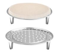 6PCS Stainless Steel Steamer Rack with Removable Legs, Round Stackable Steam Rack, with Reusable Steamer Cloth, for Home Kitchen Pressure Cooker Cooking(20cm, 22cm)