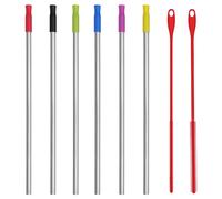 6pcs Stainless Steel Straws and 2pcs Straw Cleaning Brush, Reusable Drinking Straws Extra Long Straw Cleaner Brush Silicone Straw Brush (6mm+8mm) for Metal Glass Straws