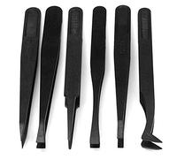 6Pcs Stainless Steel Tweezers Set, Eyebrow Hair Pluckers, Black Stainless Steel Eyebrow Tweezers for Hair Beauty