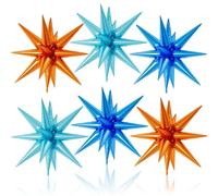 6PCS Star Balloons, 22Inch Blue and Orange Star Balloon Star Foil Balloons Star Party Balloon for Birthday Graduation Wedding New Year Party Decorations