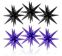 6PCS Star Balloons, 22Inch Large Black Purple Star Balloons Foil Balloon for Birthday Graduation Wedding Anniversary Party Backdrops Decorations