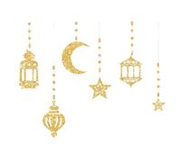 6Pcs Star Moon Lamp Garlands Decorations For Ramadans Eid Home Decors Muslims Party Hanging Streamers Backdrops Banners Festival Decors