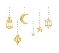 6Pcs Star Moon Lamp Garlands Decorations For Ramadans Eid Home Decors Muslims Party Hanging Streamers Backdrops Banners Eid Celebration Supplies