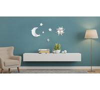 6Pcs Star Moon Mirror Wall Stickers Removable Acrylic Wall Décor Set