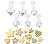 6Pcs Star Small Fondant Plunger Cutter Set, Fondant Cake Cookie Plunger Cutter, Mini Plastic Biscuit Molds for Cake Decorating, Baking, Fondants, and DIY Crafts