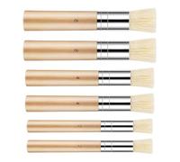 6Pcs Stencil Brushes, Wooden Stipple Brush Paint Brush Set Natural Bristle Stencil Brushes for Acrylic Painting, Oil Painting, Watercolor Painting, Card Making, DIY Art Crafts Project (3 Sizes)