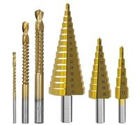 6Pcs Step Saw Drill Bit Set,HSS Titanium Drill Bits Kit For Metal Iron&Wood, 4-12 4-20 4-32mm 3 6 8mm Drilling Hole Cutter Tools