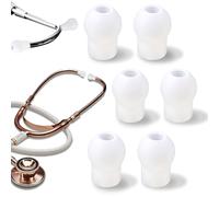 6pcs Stethoscope Ear Pieces Compatible with MDF & EKO & ADC, Superior Comfort & Noise Reduction Earbuds Silicone Earplugs Stethoscope Ear Tips Replacement for Nurses Doctors Gifts (White)