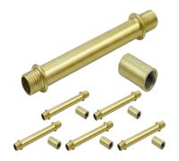 6pcs Straight Pipe Lamp Stem with M10 Threaded Connector Metal Rod | Secure Double-threaded Coupling for Fixture Length Adjustment, for Chandeliers and Hanging Lights, Sl legant Finish