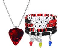 6PCS Stranger Theme Necklace and Bracelets Womens Best Friend Funny Gifts