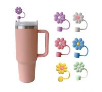 6pcs Straw Cover, 10mm Straw Covers Cap for Stanley Cup 40 oz 30 oz, Flower Food Grade Silicone Cute Large Straw Topper Tips Cover, Straw Protector Plugs for Stanley Tumblers Cup Accessories