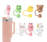 6PCS Straw Cover Cap for Stanley Cup Accessories, 10mm Dust-Proof Silicone Straw Toppers, Reusable Straws Cover Tips for Stanley 30&40 Oz Tumbler