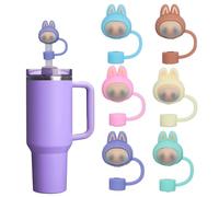 6PCS Straw Cover, Stanley Straw Toppers, Cup Straw Cover, Reusable Straw Toppers for 10mm Straws, Colorful Dust-Proof Caps for Tumbler, Home & Office Use (Blue, Green, Purple, Pink, Beige, Brown)
