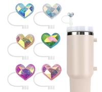 6PCS Straw Covers Cap for Stanley Cup, 10mm Silicone Straw Toppers, Reusable Tumbler Accessories for Women Girls Gifts (Bright Love)