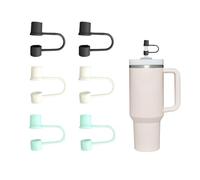 6pcs Straw Covers Toppers 10mm Soft Silicone Straw Lids Covers Dust-Proof and Leak-Proof Reusable Stanley Cup Accessories for 30oz&40oz Tumblers (Black, White, Green)
