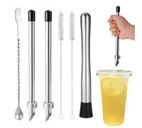 6pcs Straw Puncher and Muddler for Plastic Lids Lemonade, Stainless Steel Deli Container Straw Hole Puncher Tool Fresh Squeezed Lemonade Stand Supplies for Cafe Drinks