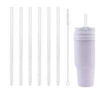 6pcs Straw Replacement for Reduce Cold1 40oz & 50oz Tumbler, Plastic Reusable Straws with Cleaning Brush Glass Cup Accessories Parts Compatible with Reduce