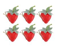 6pcs Strawberry Shape Hair Clip Resin Iron Cute Mini Claw