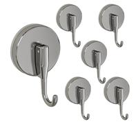 6PCS Strong Vacuum Suction Hooks,Reusable Suction Cup Hooks 5kg Max Weight,Circular Design Suction Shower Hooks No Drill Wall Anti-Slip Hangers for Kitchen Bathroom Door Glass Tile(6, Gray)