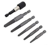 6Pcs Stud Screw Extractor Set Designed for Removing Broken Bolts and Screws from Pipes and Wood with Hexagonal Shank for Use with Electric Drills