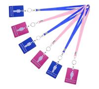 6pcs Student Bathroom Pass PVC Badge Holder Lanyard