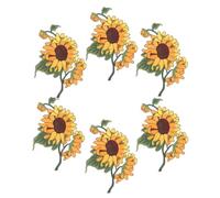 6pcs Sunflower Iron on Patch for Clothes, Easy Apply Yellow | Non Woven Fabric Appliqué, 13x9.5x0.3cm Size, for Dresses, Backpacks and Wardrobe Decor