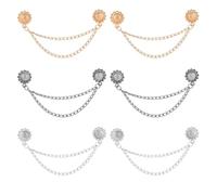 6pcs Sunflower Magnetic Clothing Clips with Chain, Strong Magnetic Button Clips Clothing Magnets for Hijab Hem Pants Legs Shirt Sleeves Multi-Purpose Fashion Accessories