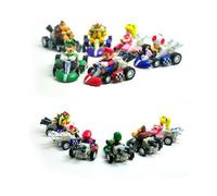 6PCS Super Mario Kart Pull Back Car Luigi Toad Bowser Figure Toys