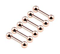 6PCS Surgical Steel Anodized Rose Straight Barbell 16g 1.2mm 3/8 10mm 3mm Ball Eyebrow Earrings Daith Piercing Jewellery 6344