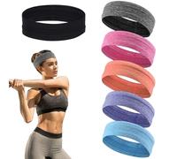 6Pcs Sweat Band, 9.5x1.8 Inch Polyester Breathable Sweat-Absorbent Running Headband, Head Bands for Women's Hair, Band