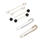 6Pcs Sweater Shawl Clips Retro Pearl Brooch Pins Crystal Cardigan Collar Clip Dress Shirt Clip Waist Back Cincher Clip for Women Girls Clothing Dresses Decoration Accessories