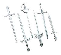 6Pcs Sword Bookmark, Antique Style Silver Small Sword Bookmark Sturdy Swords for Men Ancient Pens Set for Book Lovers DIY Craft Supplies, Swords