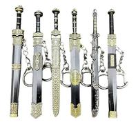 6Pcs Sword Keychains 4.7" Alloy Ancient Chinese Mini Sword with Box Old Key Chain Bag Decoration for Men Women Mini Bag Decoration Cool Keychains Chinese