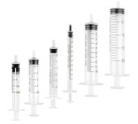 6Pcs Syringe Set, 1ml 2ml 3ml 5ml 10ml 20ml Plastic Liquid Syringes, Feeding Syringe for Pets with Measurement for Labs Pet Feeding Dispensing Watering Food Oral Press-In Adapter (No Needle)