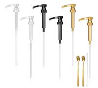 6PCS Syrup Pump for 25.4 Oz/750ml Flavorings Bottles, Syrup Dispenser, Reusable Coffee Syrup Pump Dispenser, Great for Home & Coffee Bar Drinking Mixes, Tea, Beverage, Cocktails, Plus Spoons