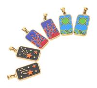 6pcs Tarot Card Charms Stainless Steel Small Pendant for DIY Jewelry | Decorative Charm Piece, Sturdy Colour Retention, Wear Resistant Finish, for Necklaces and Bag Accessories