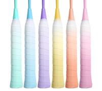 6Pcs Tennis Racket Handle Grip, Self Adhesive Racket Grip Tape Colorful Gradient Non-Slip Absorb Sweat Handle Overgrip Tape for Tennis Racquet Badminton Padel Squash, Stretchy & Easy to Install