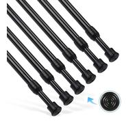 6Pcs Tension Rod, Goowin 60-110 cm Tension Rods for Windows, No Drilling Rustproof Spring Adjustable Tension Curtain Rod for Doors, Windows, Wardrobe Bars, Drying Support Rods (Black)